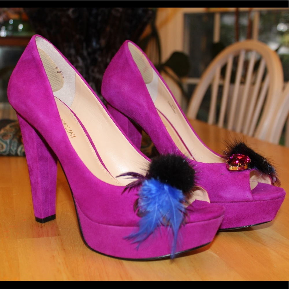 Enzo Angiolini pink feather high heels